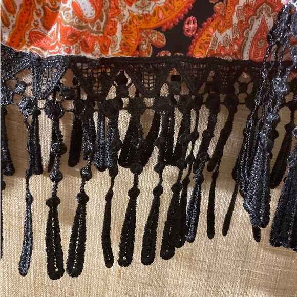 Charlotte Russe Kimono size Medium orange, black, pink, brown pattern - Picture 4 of 4